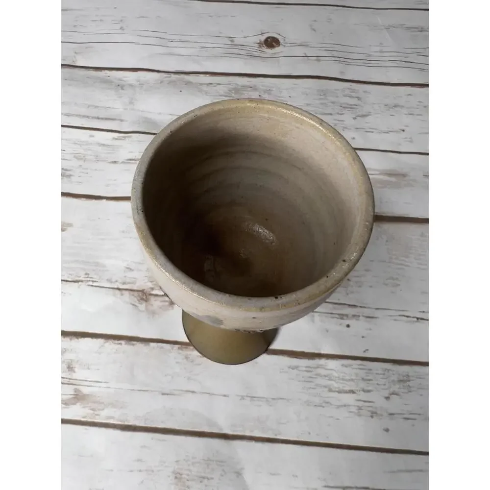 VINTAGE 70s Studio Art Pottery Handmade Stoneware Drip Wine Water Goblet